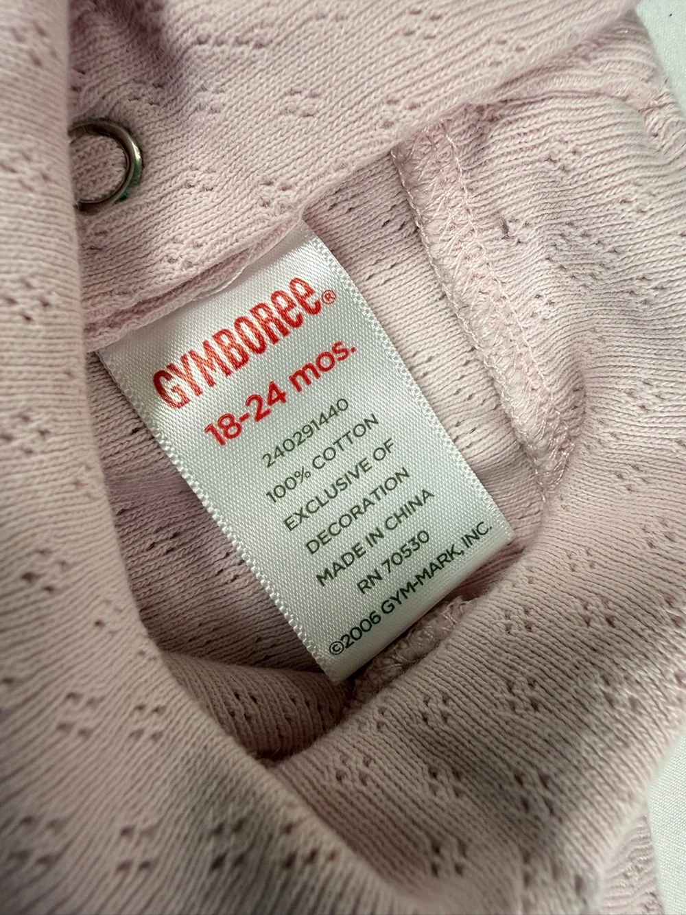 VINTAGE GYMBOREE 2006 Baby Girls Pointelle Turtleneck Bodysuit 18–24M Cotton